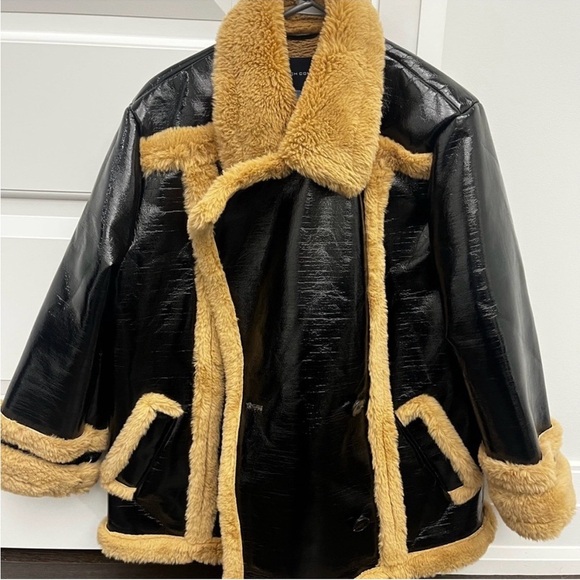 French Connection Black and Tan Teddy Jacket - Picture 2 of 5